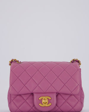 Chanel Purple Pearl Crush Mini Flap Bag In Lambskin Leather With Brushed Gold Hardware