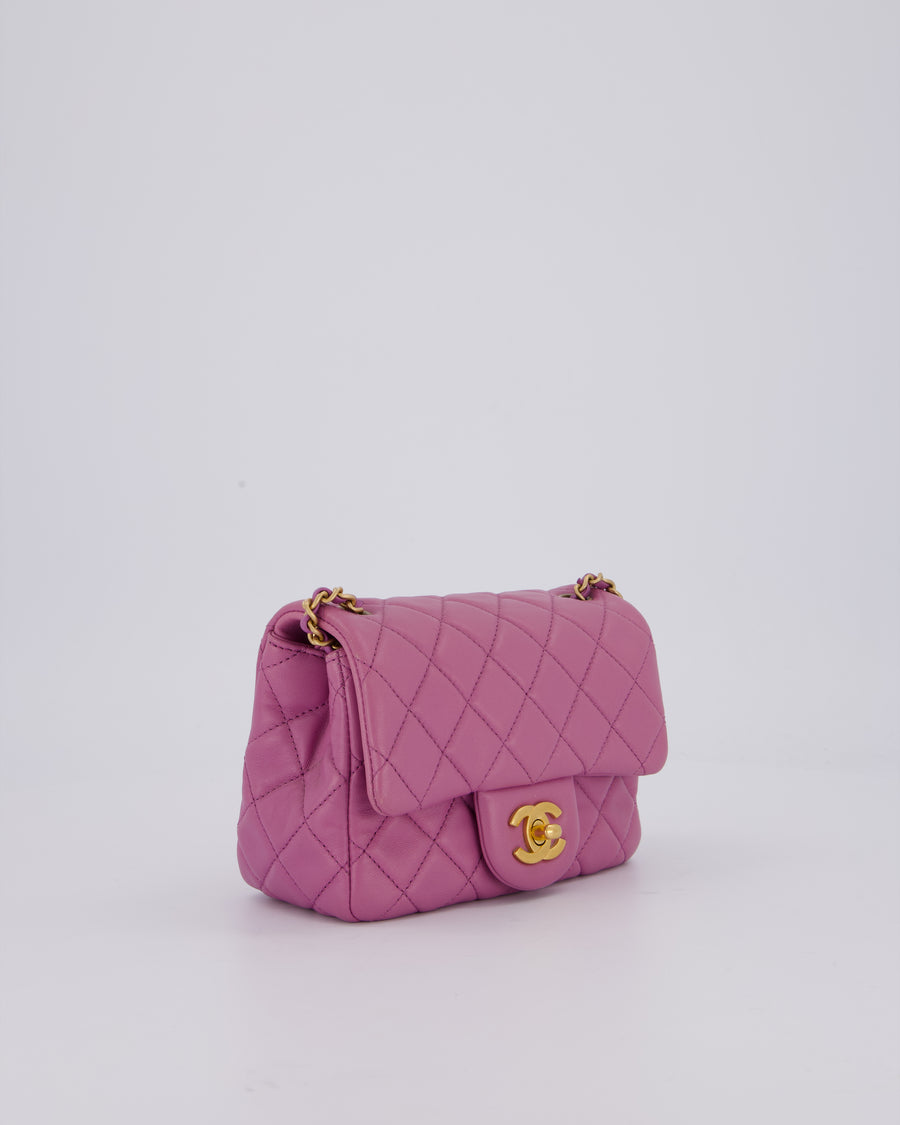 Chanel Purple Pearl Crush Mini Flap Bag In Lambskin Leather With Brushed Gold Hardware