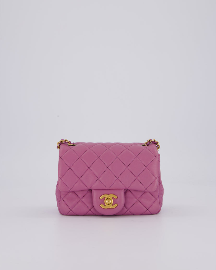 Chanel Purple Pearl Crush Mini Flap Bag In Lambskin Leather With Brushed Gold Hardware