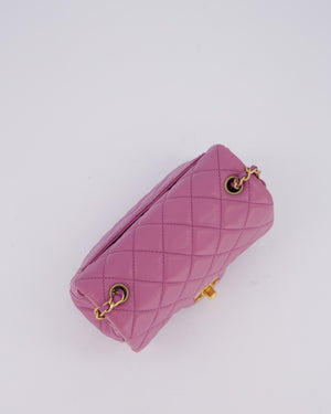 Chanel Purple Pearl Crush Mini Flap Bag In Lambskin Leather With Brushed Gold Hardware