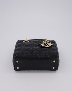 Christian Dior Black Small ABC Lady Dior Bag in Lambskin Cannage Leather with Champagne Gold Hardware