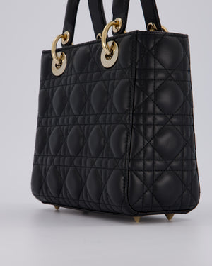Christian Dior Black Small ABC Lady Dior Bag in Lambskin Cannage Leather with Champagne Gold Hardware