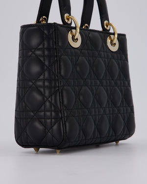 Christian Dior Black Small ABC Lady Dior Bag in Lambskin Cannage Leather with Champagne Gold Hardware
