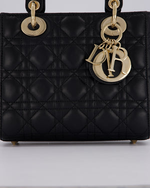 Christian Dior Black Small ABC Lady Dior Bag in Lambskin Cannage Leather with Champagne Gold Hardware