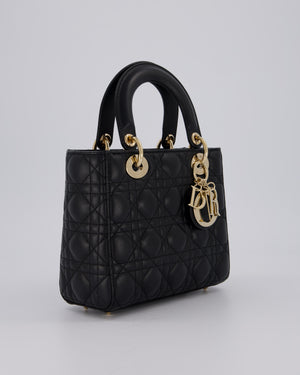 Christian Dior Black Small ABC Lady Dior Bag in Lambskin Cannage Leather with Champagne Gold Hardware