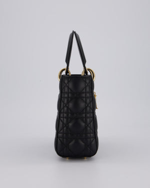 Christian Dior Black Small ABC Lady Dior Bag in Lambskin Cannage Leather with Champagne Gold Hardware