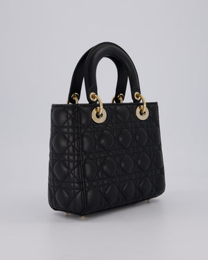 Christian Dior Black Small ABC Lady Dior Bag in Lambskin Cannage Leather with Champagne Gold Hardware