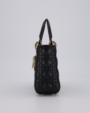 Christian Dior Black Small ABC Lady Dior Bag in Lambskin Cannage Leather with Champagne Gold Hardware