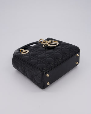 Christian Dior Black Small ABC Lady Dior Bag in Lambskin Cannage Leather with Champagne Gold Hardware