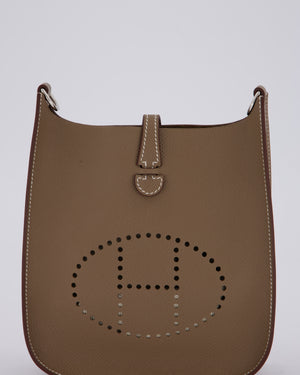 Hermès Mini Evelyne Sellier Bag in Etoupe Epsom Leather with Palladium Hardware