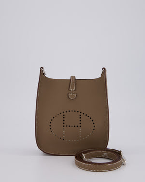 Hermès Mini Evelyne Sellier Bag in Etoupe Epsom Leather with Palladium Hardware
