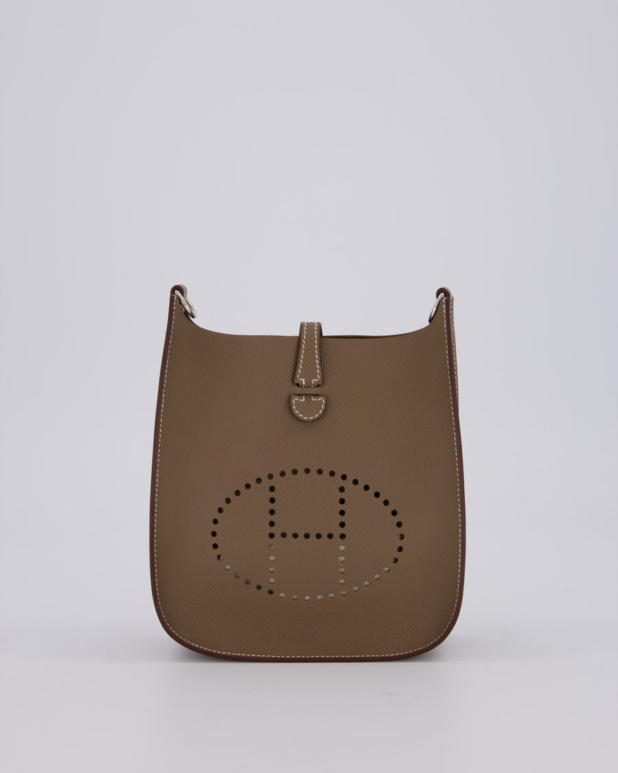 Hermès Mini Evelyne Sellier Bag in Etoupe Epsom Leather with Palladium Hardware