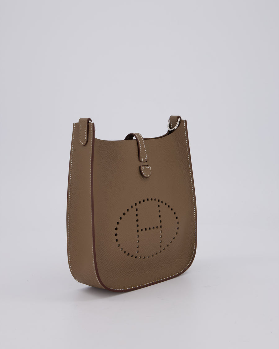 Hermès Mini Evelyne Sellier Bag in Etoupe Epsom Leather with Palladium Hardware
