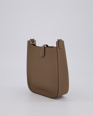 Hermès Mini Evelyne Sellier Bag in Etoupe Epsom Leather with Palladium Hardware
