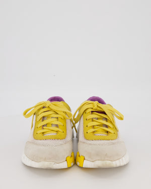 Hermès Beige and Purple Bouncing Sneakers with Yellow Suede Details Size EU 36