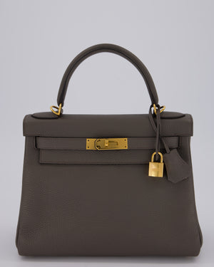 Hermès Kelly 28 Retourne Bag in Gris Etain Togo Leather with Gold Hardware
