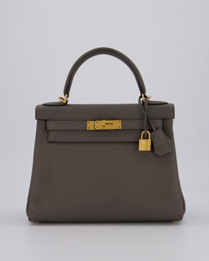Hermès Kelly 28 Retourne Bag in Gris Etain Togo Leather with Gold Hardware