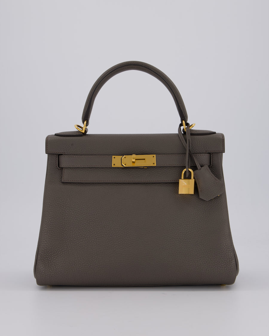 Hermès Kelly 28 Retourne Bag in Gris Etain Togo Leather with Gold Hardware