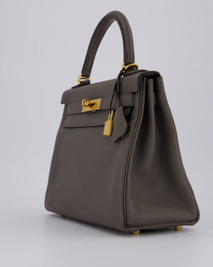 Hermès Kelly 28 Retourne Bag in Gris Etain Togo Leather with Gold Hardware