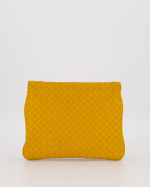 Bottega Veneta Crossbody Flap Bag on Strap in Mustard Yellow Intrecciato Leather with Gold Hardware