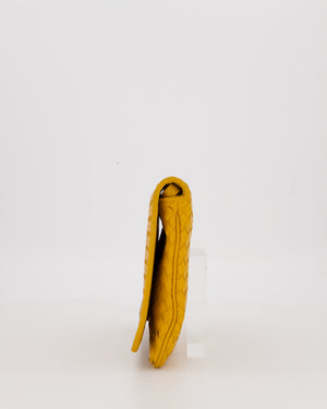 Bottega Veneta Crossbody Flap Bag on Strap in Mustard Yellow Intrecciato Leather with Gold Hardware