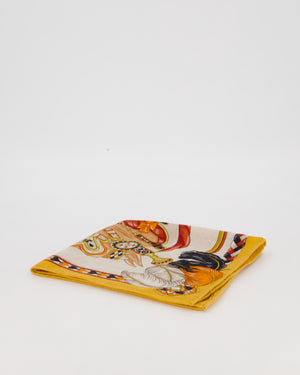 Hermès Harnais de Coeur Silk Scarf 45 in Mustard Yellow, Cream and Burgundy