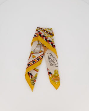 Hermès Harnais de Coeur Silk Scarf 45 in Mustard Yellow, Cream and Burgundy