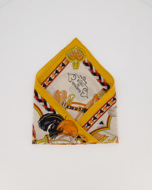 Hermès Harnais de Coeur Silk Scarf 45 in Mustard Yellow, Cream and Burgundy