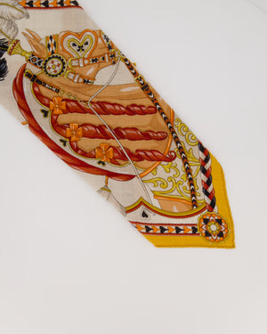 Hermès Harnais de Coeur Silk Scarf 45 in Mustard Yellow, Cream and Burgundy