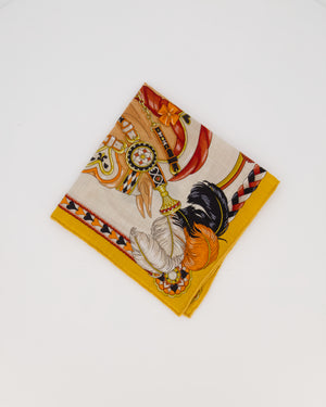 Hermès Harnais de Coeur Silk Scarf 45 in Mustard Yellow, Cream and Burgundy