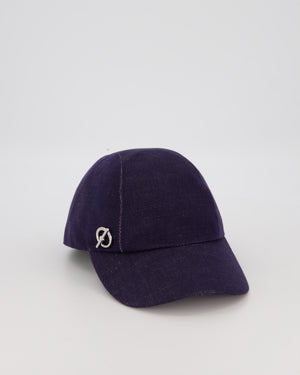 Hermes Manon Glenan Cap in Navy With Polished Palladium Glenan Detail Size 58