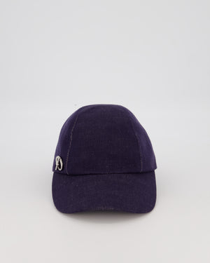 Hermes Manon Glenan Cap in Navy With Polished Palladium Glenan Detail Size 58