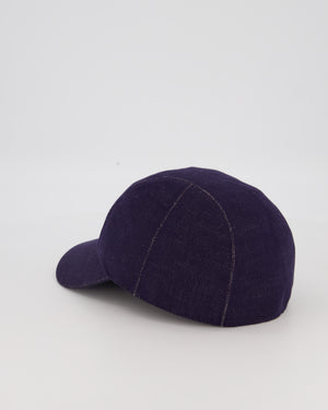 Hermes Manon Glenan Cap in Navy With Polished Palladium Glenan Detail Size 58