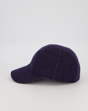Hermes Manon Glenan Cap in Navy With Polished Palladium Glenan Detail Size 58