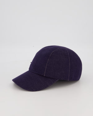 Hermes Manon Glenan Cap in Navy With Polished Palladium Glenan Detail Size 58
