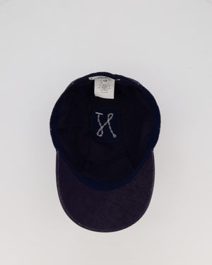 Hermes Manon Glenan Cap in Navy With Polished Palladium Glenan Detail Size 58