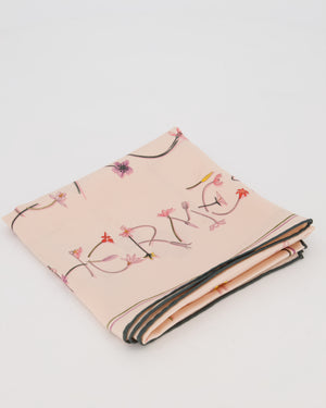 Hermès I Like Flowers Silk Scarf 70 in Pastel Pink and Navy Blue with Flower Detailing
