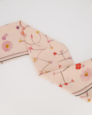 Hermès I Like Flowers Silk Scarf 70 in Pastel Pink and Navy Blue with Flower Detailing