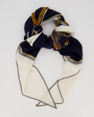 Hermès Les Voitures á Transformation Triangle Géant Twill in Navy, Cream and Brown 188cm x 94cm