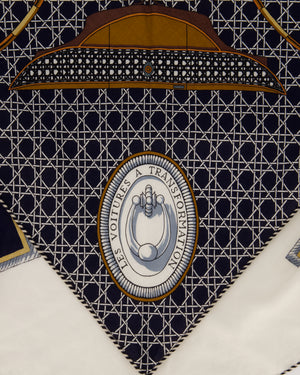 Hermès Les Voitures á Transformation Triangle Géant Twill in Navy, Cream and Brown 188cm x 94cm