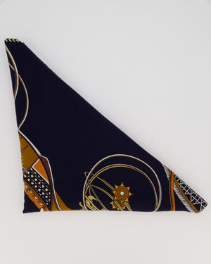 Hermès Les Voitures á Transformation Triangle Géant Twill in Navy, Cream and Brown 188cm x 94cm