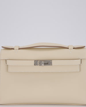 *SUPER RARE* Hermès Kelly Pochette in Craie Swift Leather with Palladium Hardware