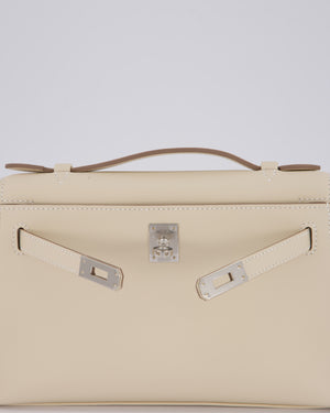 *SUPER RARE* Hermès Kelly Pochette in Craie Swift Leather with Palladium Hardware