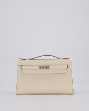 *SUPER RARE* Hermès Kelly Pochette in Craie Swift Leather with Palladium Hardware