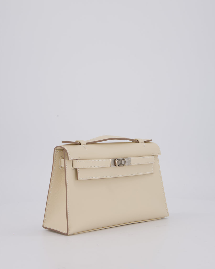 *SUPER RARE* Hermès Kelly Pochette in Craie Swift Leather with Palladium Hardware