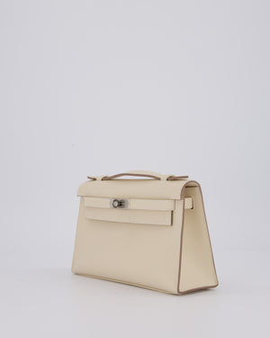 *SUPER RARE* Hermès Kelly Pochette in Craie Swift Leather with Palladium Hardware