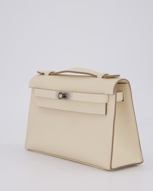 *SUPER RARE* Hermès Kelly Pochette in Craie Swift Leather with Palladium Hardware