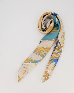 Hermès Les Douze Léopards Double Face Carré 90 Scarf in Blue, Beige and Pink with Leopard Print