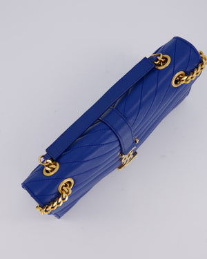 Saint Laurent Blue Electric Cassandra Shoulder Bag in Lambskin Leather With Gold Hardware