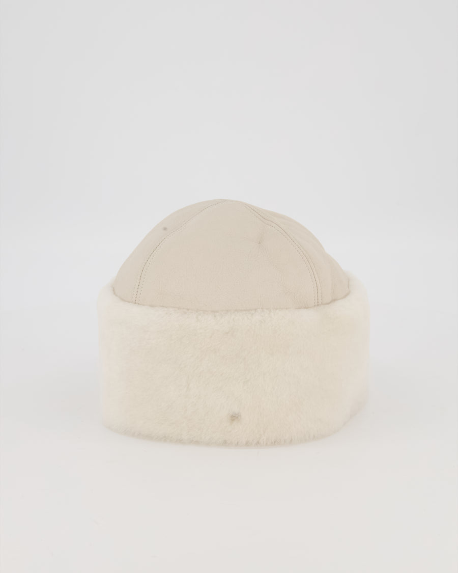 Hermès Ivory Boreale Shearling Leather Hat